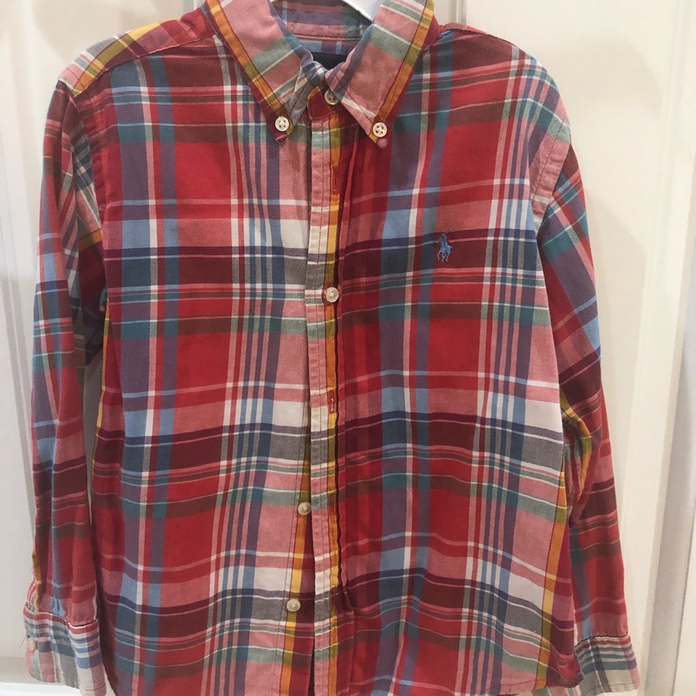 Vintage tones - size 5 boys.  Polo button down.  Great condition.  Worn 4 photos